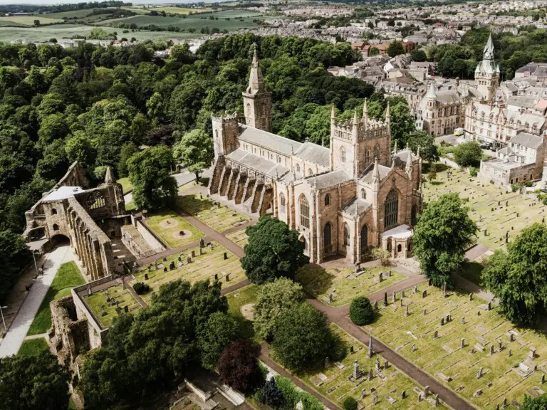 Dunfermline Abbey and town skyline - things to do in Dunfermline day trip from Fife